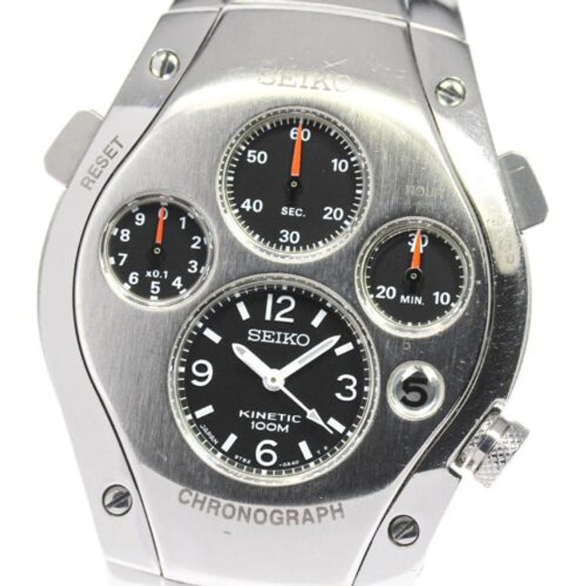 Seiko Sportura Kinetic Chronograph 9T82-0A50 Auto Quartz Men's Round Analog