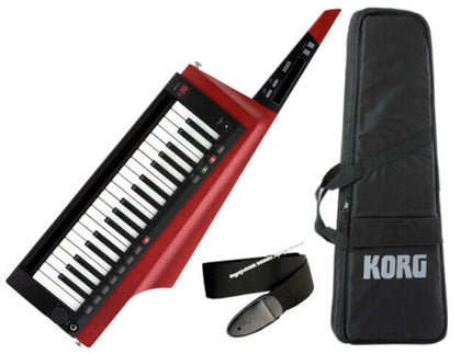 KORG RK-100S RD Keyboard Synthesizer Red Black White Keytar Shoulder
