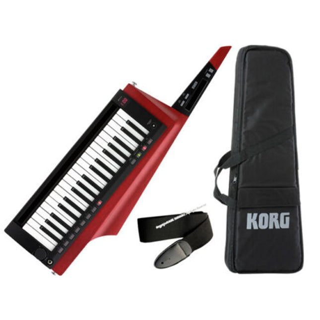 KORG RK-100S RD Keyboard Synthesizer Red Black White Keytar Shoulder